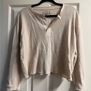 Everlane Beige Waffle Knit Henley